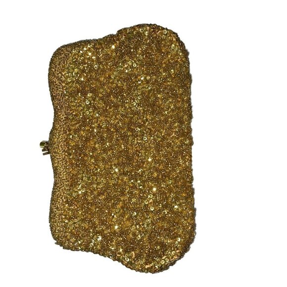 Handmade For Broadway Womens Clutch Purse Gold Beaded Vintage Rope Chain Handle - Picture 11 of 15